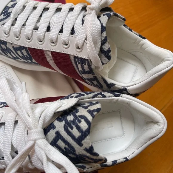 Bally Women's White and Navy Sneakers - Picture 4 of 6